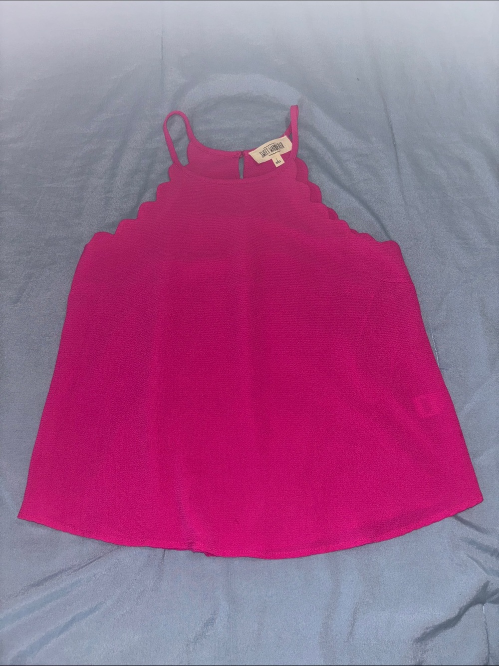 Sweet Wanderer Fuchsia Scalloped-Halter Camisole
